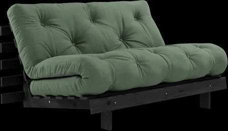 Karup Design Roots Sofá cama con colchón Roots 140x200 Verde oliva/Negro lacado