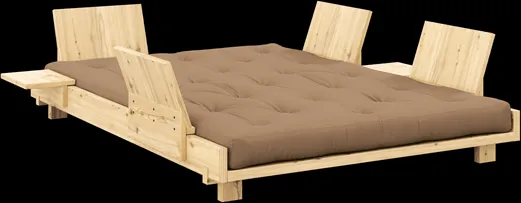Karup Design Social Sofá Cama con 4 Respaldo, Mesas Laterales y Colchón 140x200 Mocca/Lacado Claro